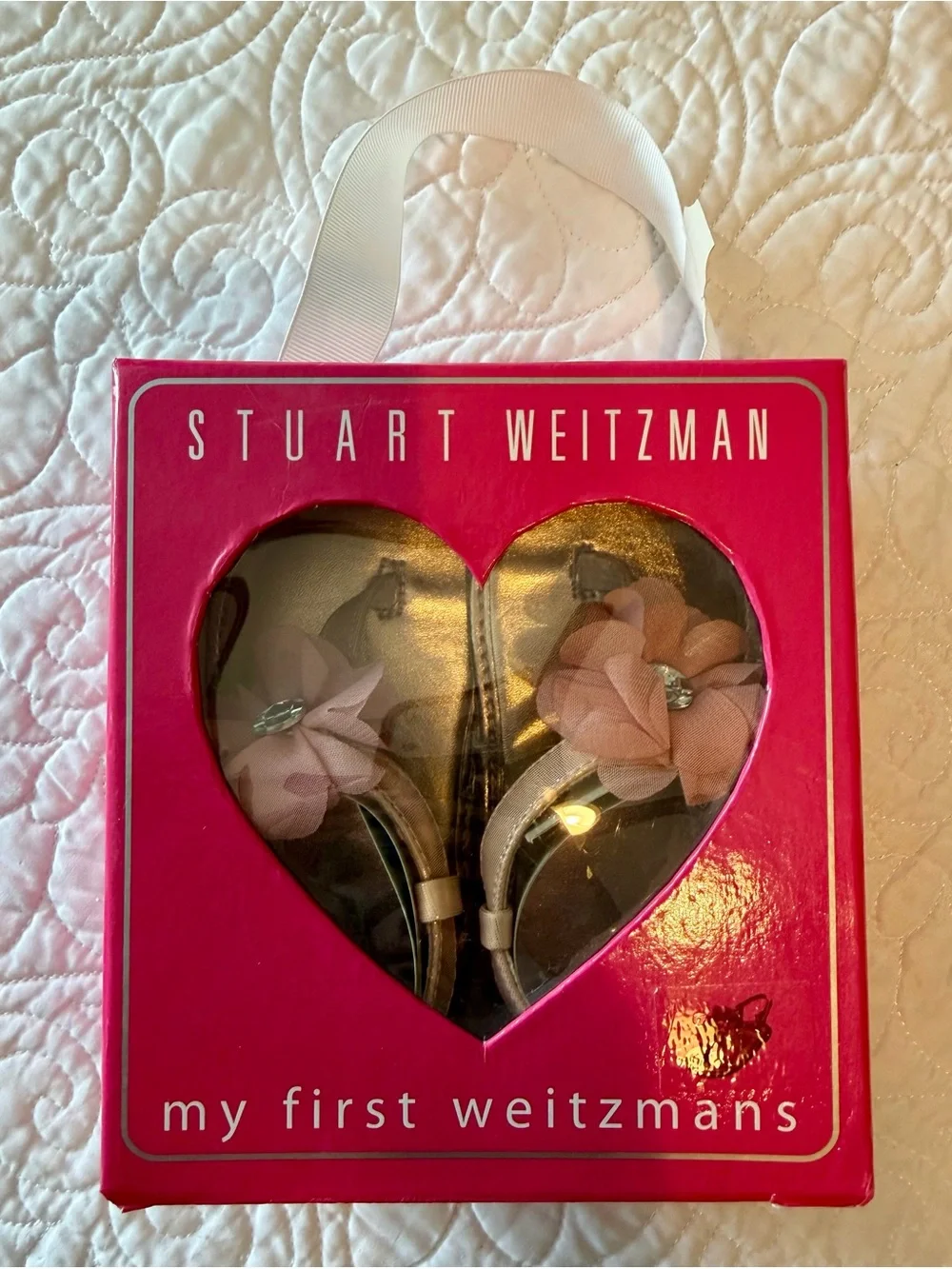 Stuart Weitzman “My First Weitzman” Pink w/ Flower Baby Girl Sandals. New in Box
